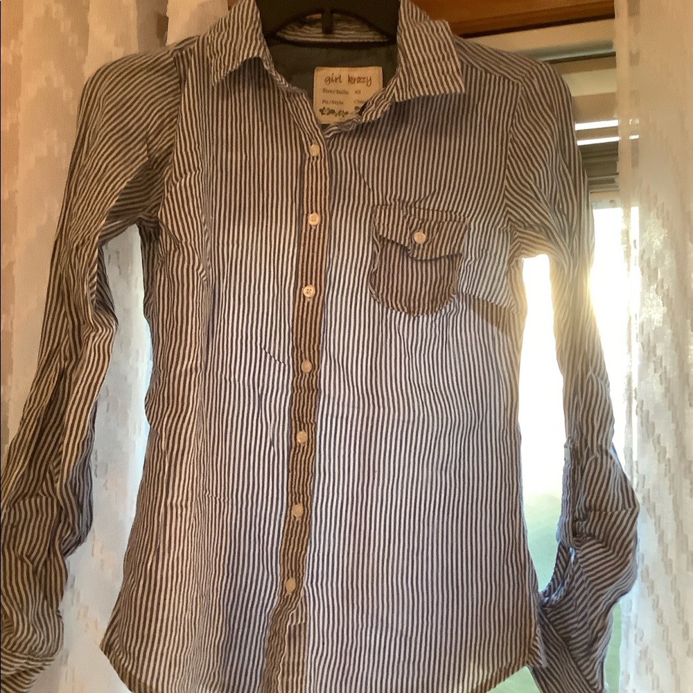 Pinstripe button down shirt